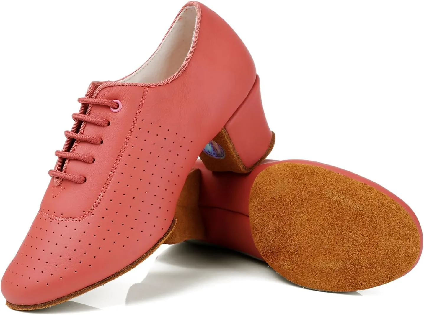 Women's Close Toe Dance Shoes Lace up Ballroom Salsa Practice Dance Shoes Suede Sole