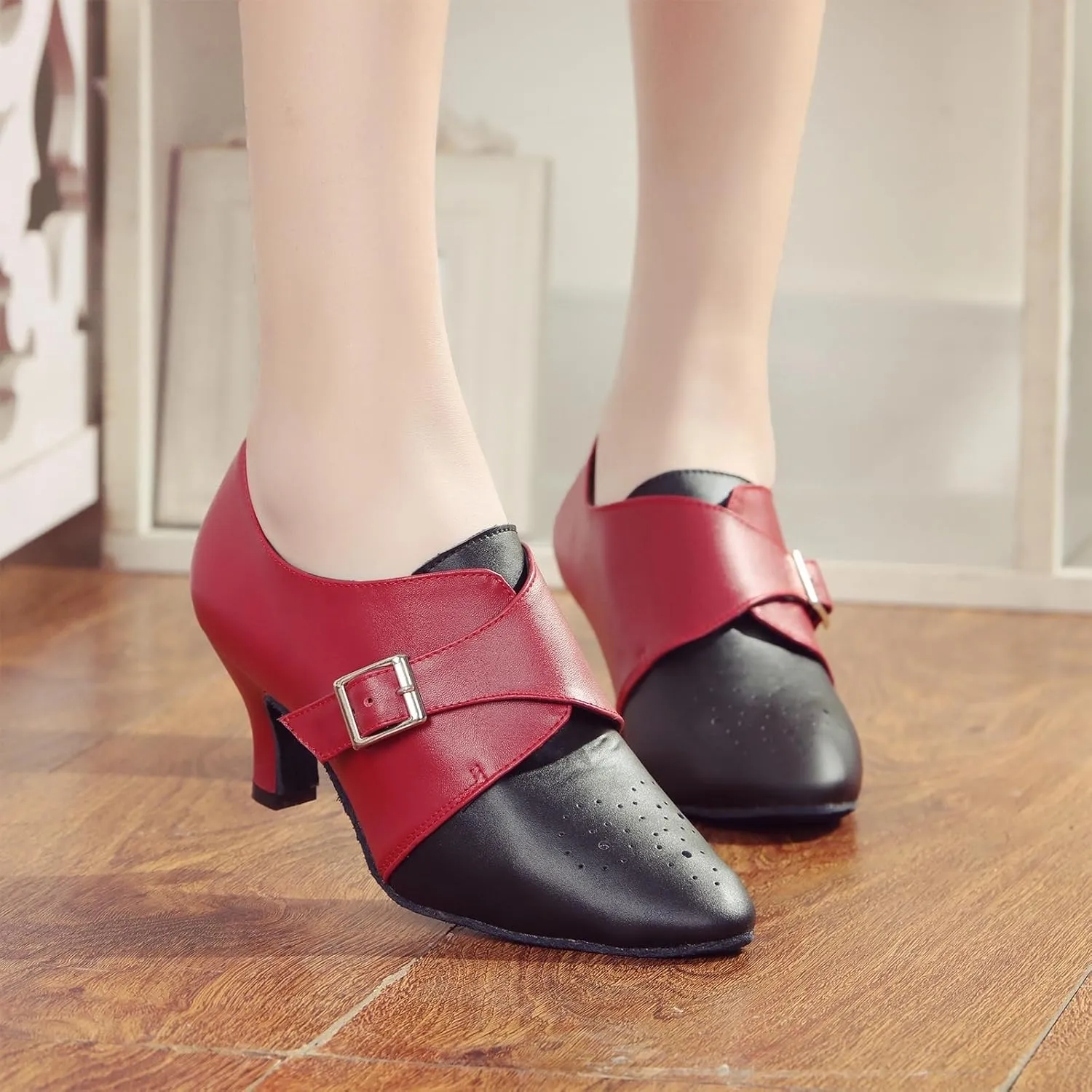 Women's Closed-Toe Ballroom Waltz Wedding Performance Practice Professional Dance Shoes