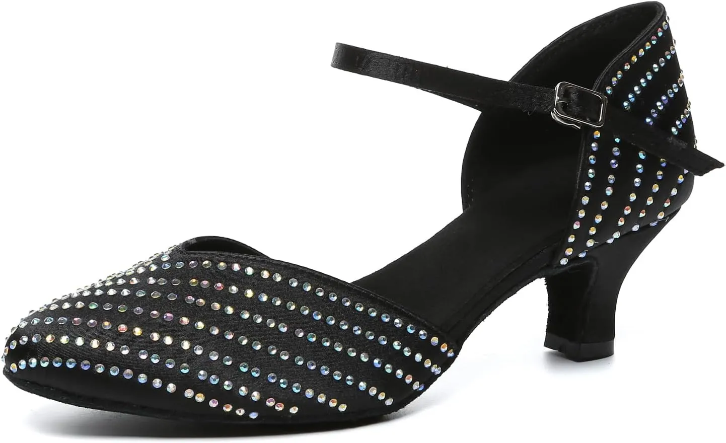 Women's Dance Shoes with Rhinestone Closed Toe Ballroom Salsa Latin Shoes for Wedding Party