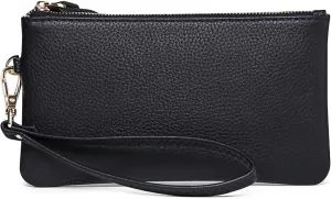 Women's Genuine Leather Wristlet Clutch Purse Small Pouch Bag Cell Phone Wallet Handbag with Strap