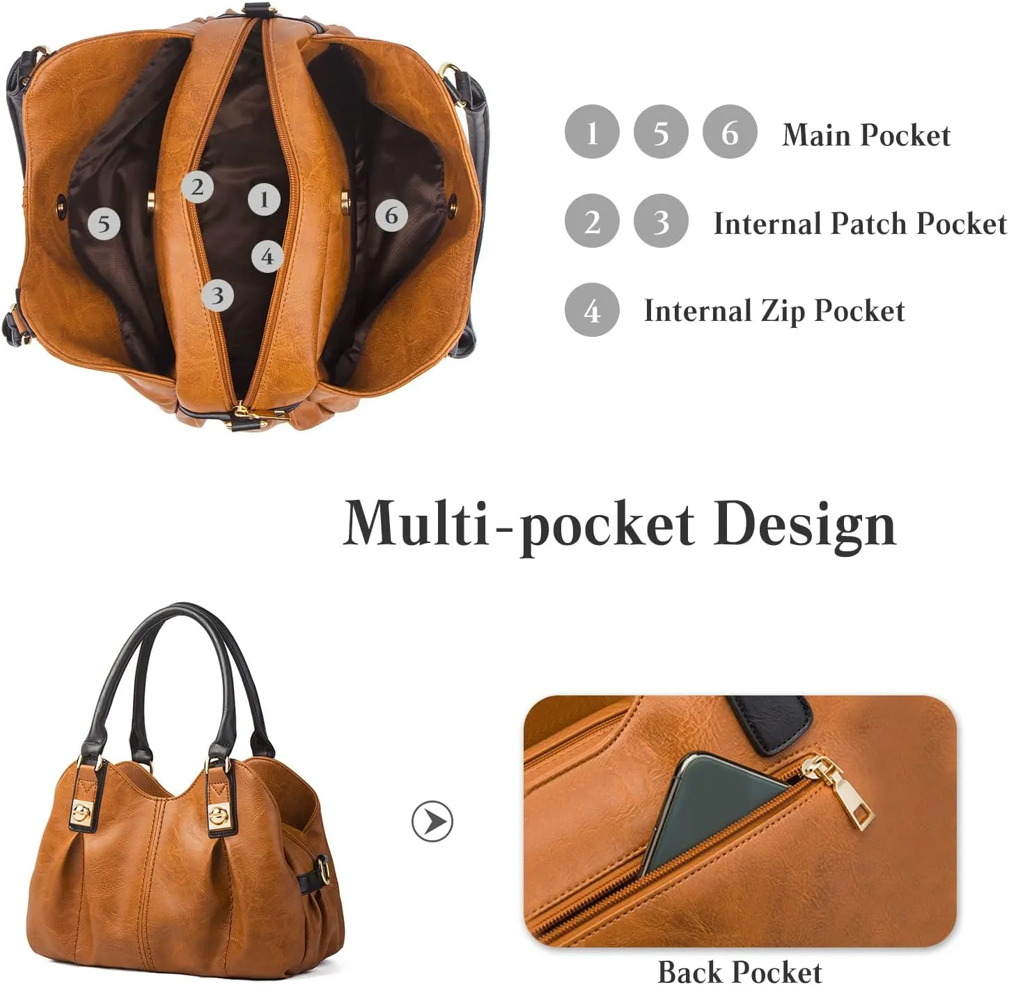 Women's Handbags Cloud pleated Top-handle Bags Ladies Waterproof Shoulder Bag Soft Leather Cross-Body Bags 4 Pcs Set