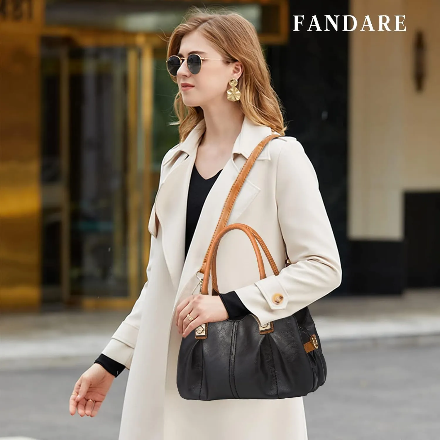 Women's Handbags Cloud pleated Top-handle Bags Ladies Waterproof Shoulder Bag Soft Leather Cross-Body Bags 4 Pcs Set