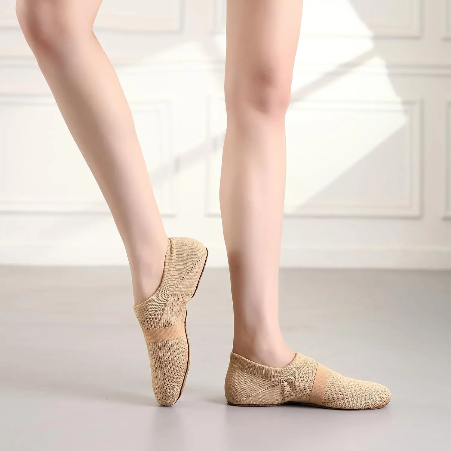 Women's Jazz Shoes Slip-on Fabric Professional Teacher Trainning Beginner Ballroom Dance Practice Shoes Dance Slippers,Model SS-PDLL