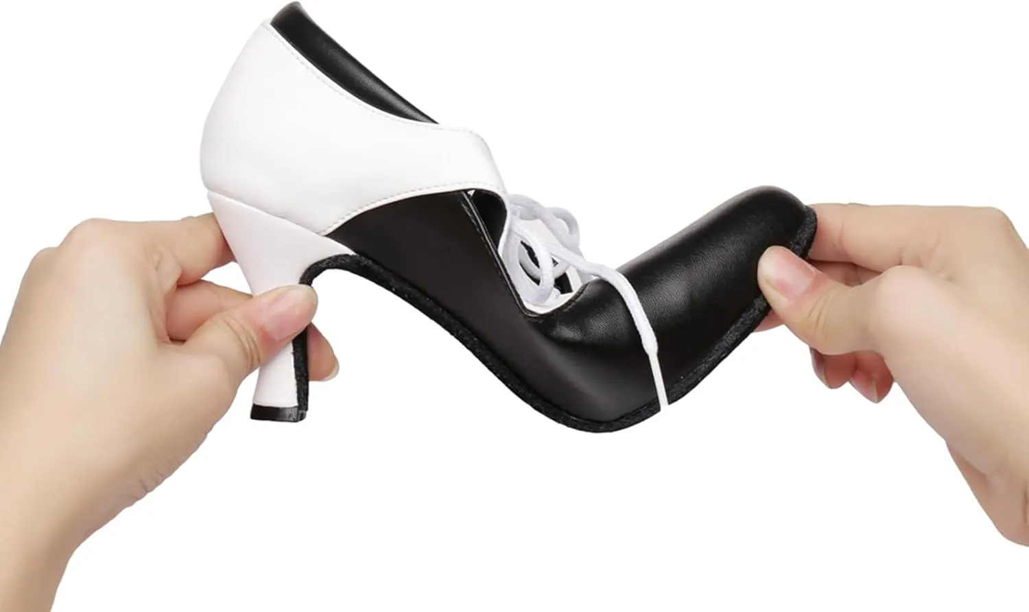 Women's Lace-up Closed Toe Leather Ballroom Tango Party Wedding Practice Performence Dance Shoes