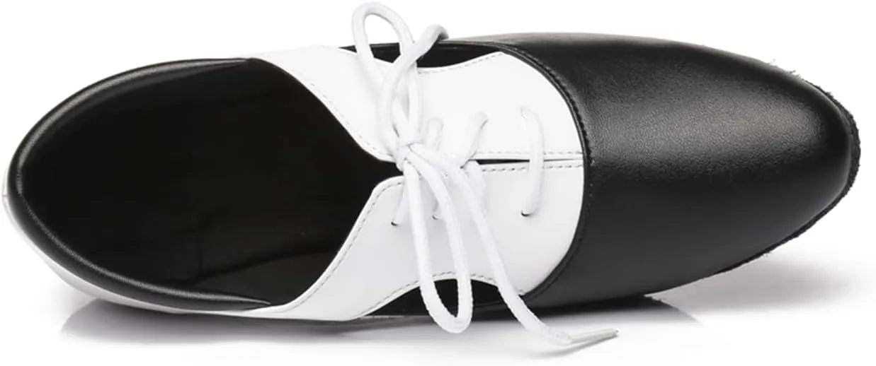 Women's Lace-up Closed Toe Leather Ballroom Tango Party Wedding Practice Performence Dance Shoes