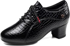Women's Latin Dance Shoes 1.36" Ballroom Practice Shoes Lace-up Ballroom Modern Salsa Rhythm Teaching Practice