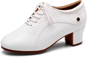 Women's Latin Dance Shoes 1.36" Ballroom Practice Shoes Lace-up Ballroom Modern Salsa Rhythm Teaching Practice
