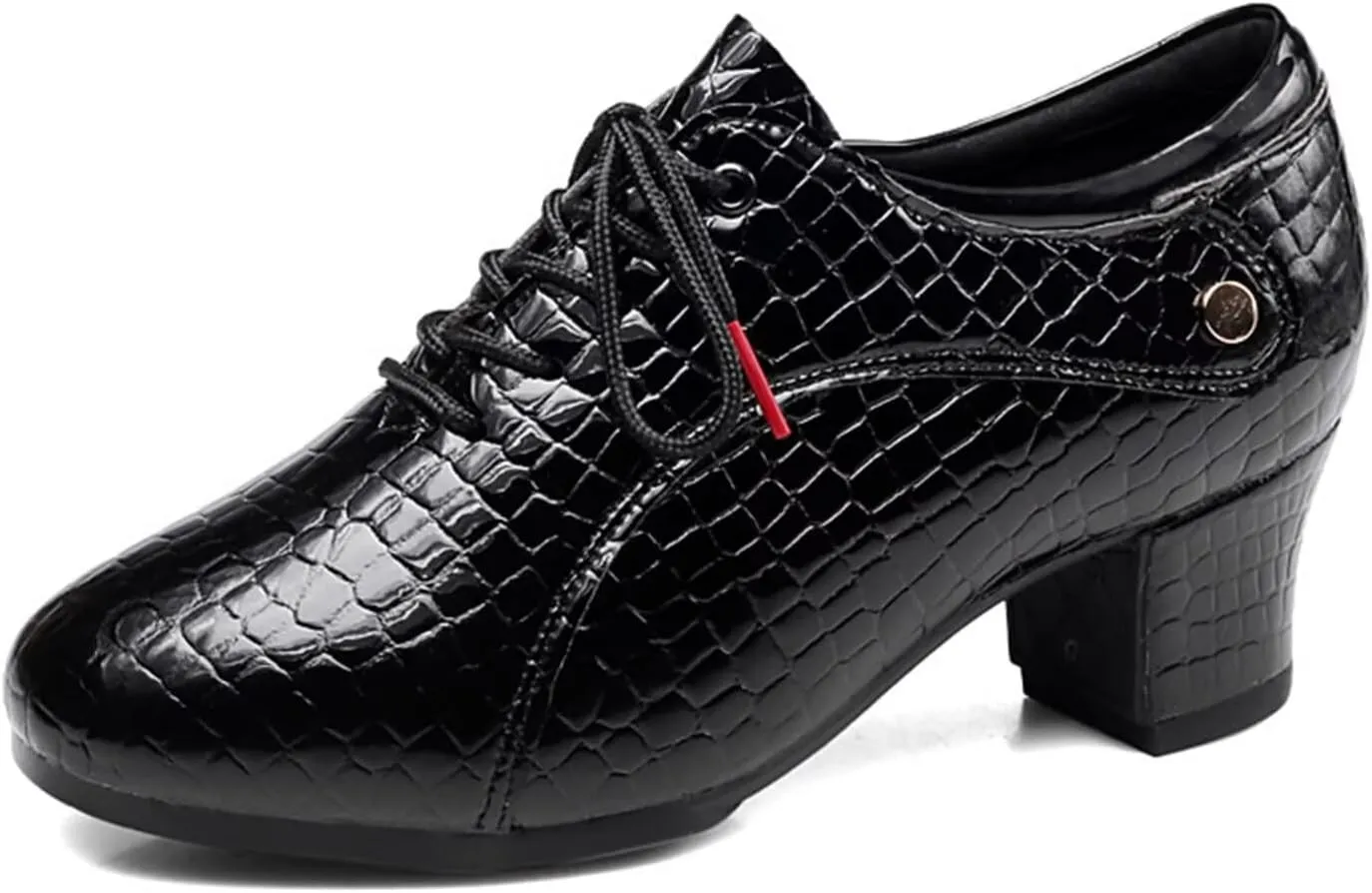 Women's Latin Dance Shoes 1.36" Ballroom Practice Shoes Lace-up Ballroom Modern Salsa Rhythm Teaching Practice
