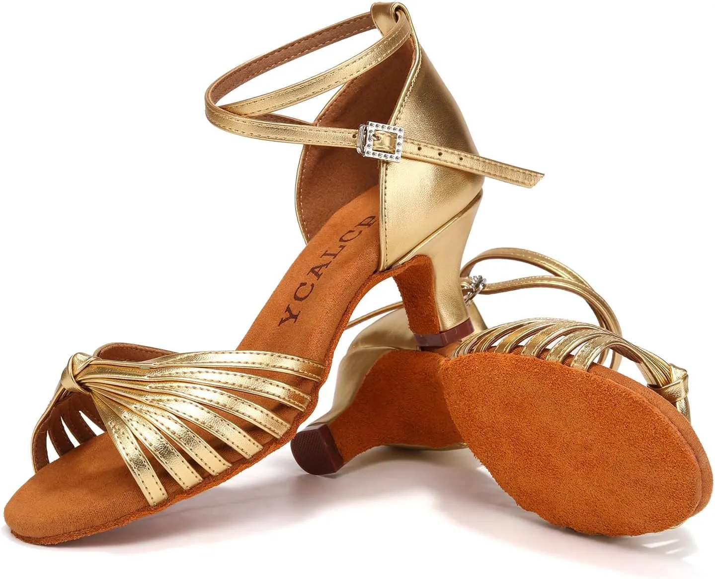 Women's Latin Dance Shoes Satin Open Toe Professional Practice Ballroom Salsa Dancing Shoes 5cm Heel