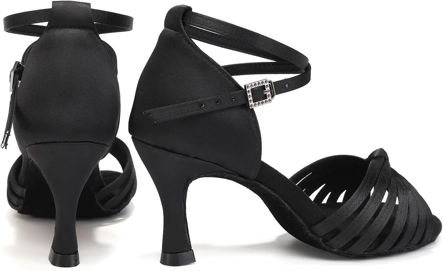 Women's Latin Dance Shoes Satin Professional Ballroom Salsa Dancing Shoes Open Toe Practice Performance Jazz Tap Dance Shoes