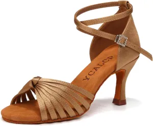 Women's Latin Dance Shoes Satin Professional Ballroom Salsa Dancing Shoes Open Toe Practice Performance Jazz Tap Dance Shoes