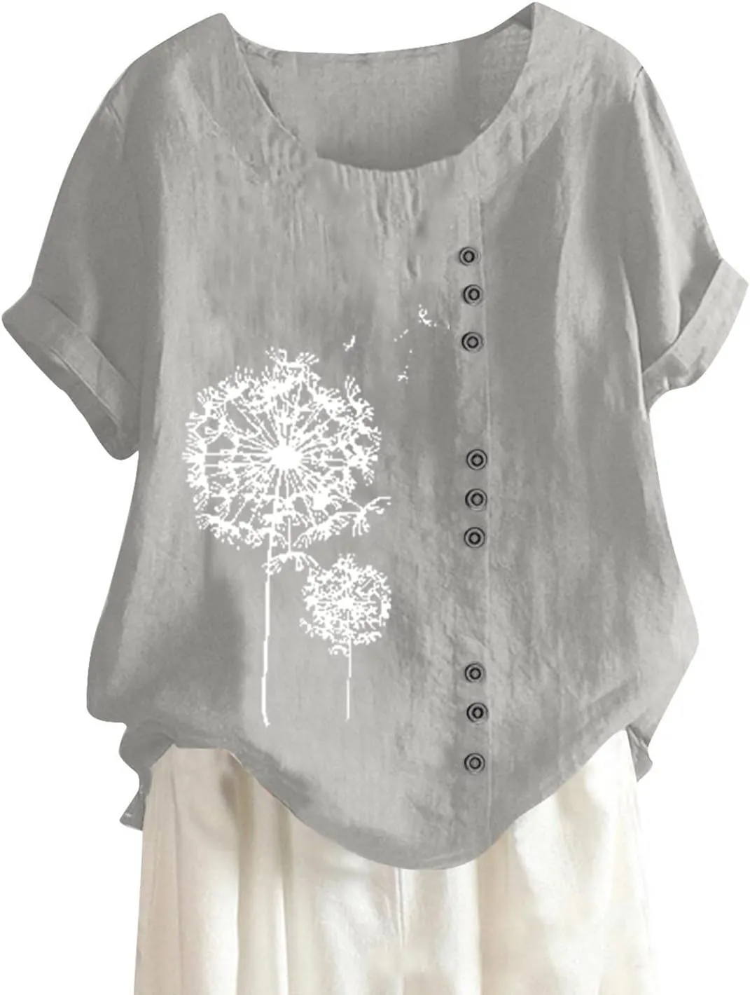 Womens Lined Tops Going Out Casual Short Sleeve Summer Tee Shirts Button Down Crewneck Solid Dressy Blouses