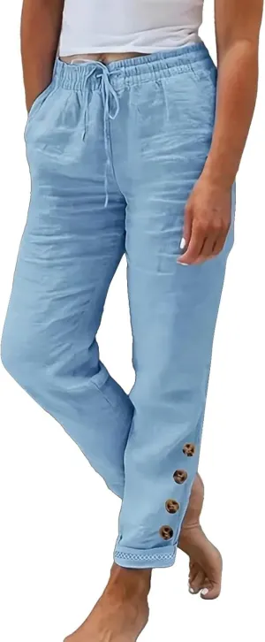 Women's Linen High Waisted Straight Pants with Pocket Long Pants Linen Pants for Women Green Pants Women Linen