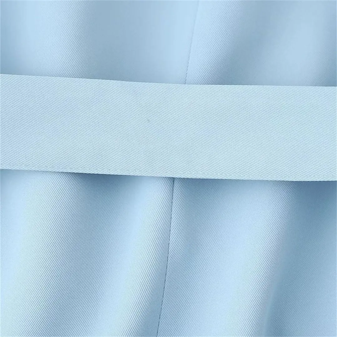 Women's Minimalist Belt Wrinkled High Waist High Waist Pants Set