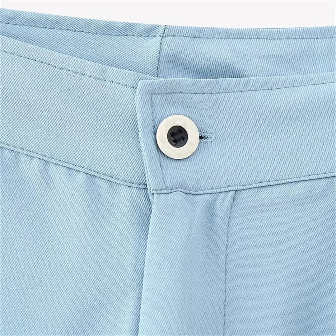 Women's Minimalist Belt Wrinkled High Waist High Waist Pants Set