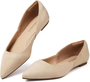 Womens Pointed Toe Black Ballet Flats Comfortable Casual Dress Flats for Women Elegant Memory Foam Flats Shoes with Party Wedding