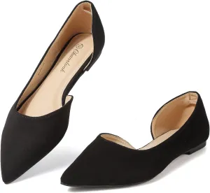 Womens Pointed Toe Black Ballet Flats Comfortable Casual Dress Flats for Women Elegant Memory Foam Flats Shoes with Party Wedding