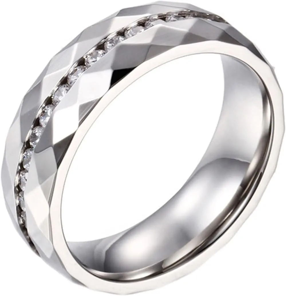 Womens Rings Boho, Stainless Steel Ring Jewelry Rhombus with Cubic Zirconia Fashion Jewelry