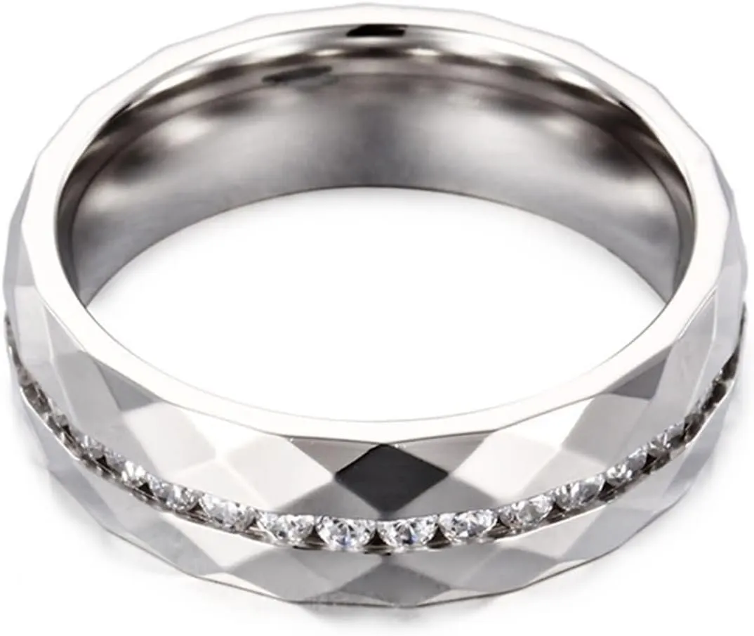 Womens Rings Boho, Stainless Steel Ring Jewelry Rhombus with Cubic Zirconia Fashion Jewelry