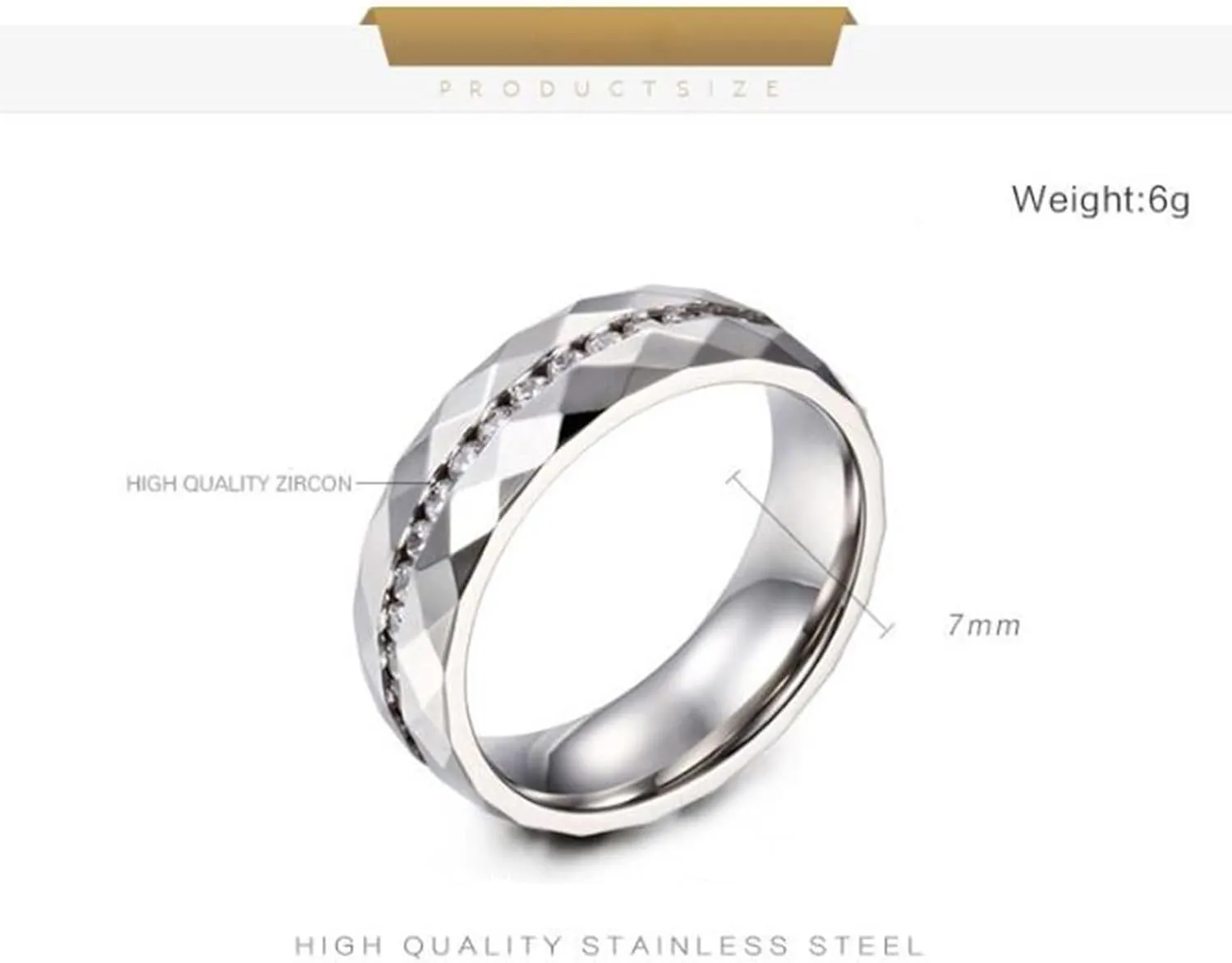 Womens Rings Boho, Stainless Steel Ring Jewelry Rhombus with Cubic Zirconia Fashion Jewelry
