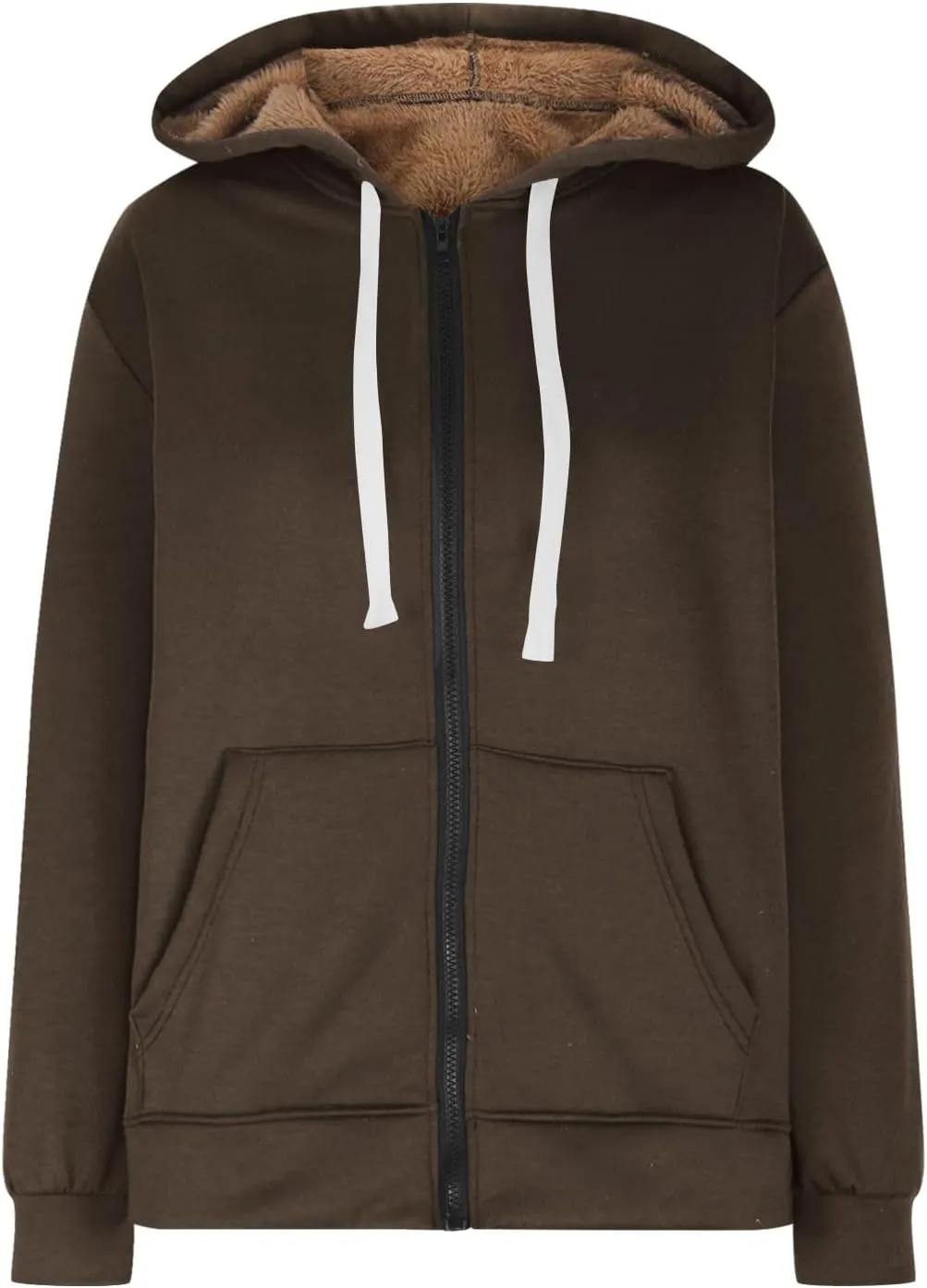 Womens Sherpa Lined Hoodie Soft Fleece Lined Zip Up Jacket Thick Warm Hooded Sweatshirt Fall Outfits Winter Clothes