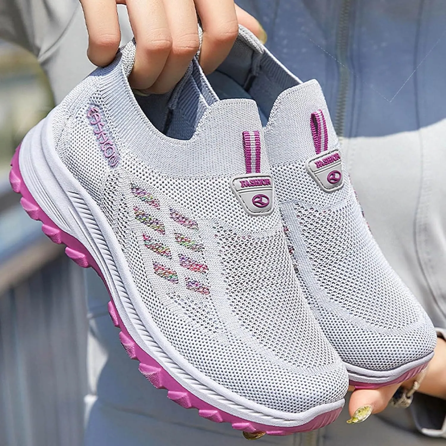 Women's Slip on Athletic Walking Shoes Air Cushion Orthopedic Sneakers with Arch Support Business Office Shoe