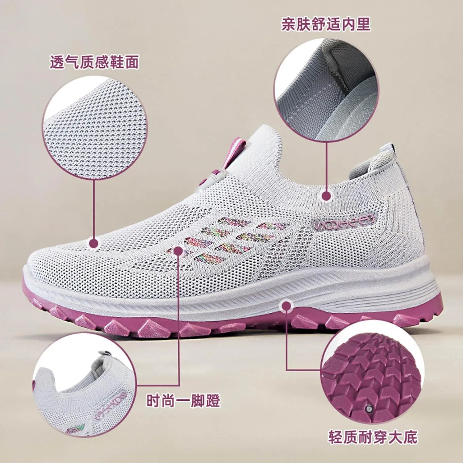 Women's Slip on Athletic Walking Shoes Air Cushion Orthopedic Sneakers with Arch Support Business Office Shoe