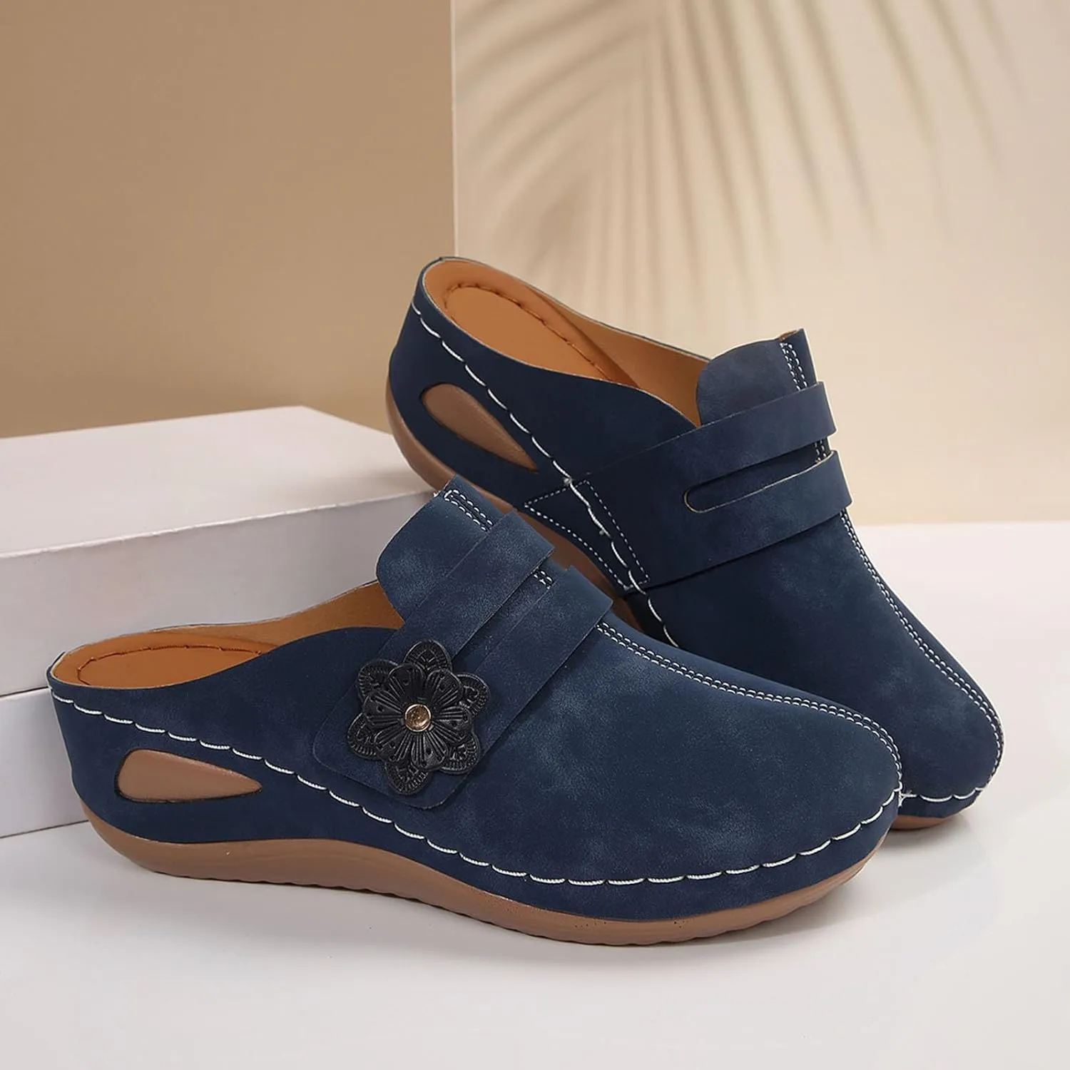 Women's Slip On Wedge Slippers Comfortable Casual Closed Toe Sandals for Spring Summer Fall Everyday Wear with