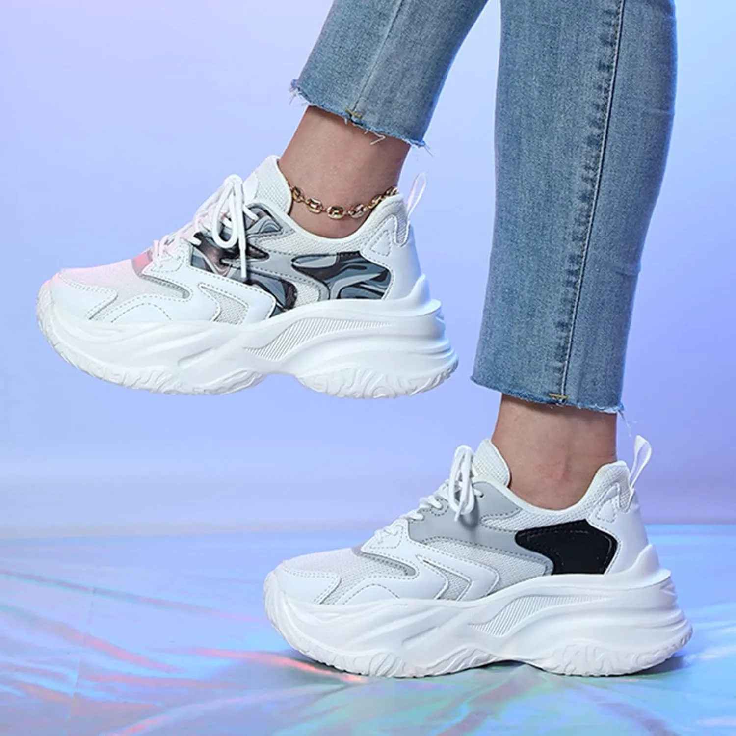 Womens Sneakers Black Sole Slip On Sneakers Women Wide Fit Size 7 Black Women Sneakers Trail No Tie White Sneakers for Women Platform Heel Women's Wide Width Comfort Elastic Slip On Ballet Flat Shoes