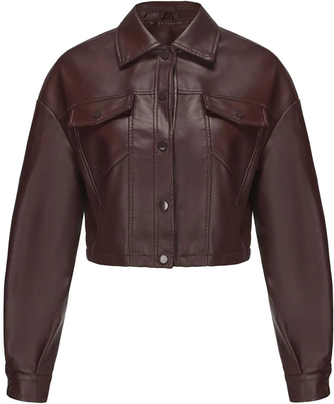 Women's Solid Color Casual Long Sleeved Single Breasted Short Lapel Leather Jacket Jacket Jacket Womens Vest Coat