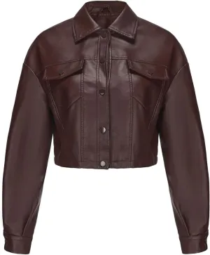Women's Solid Color Casual Long Sleeved Single Breasted Short Lapel Leather Jacket Jacket Jacket Womens Vest Coat
