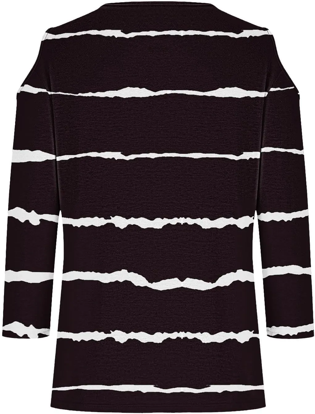 Womens Tops 3/4 Length Sleeves V Neck Cold Shoulder Shirts Trendy Striped Summer Blouse Ladies Workout Going Out Tees