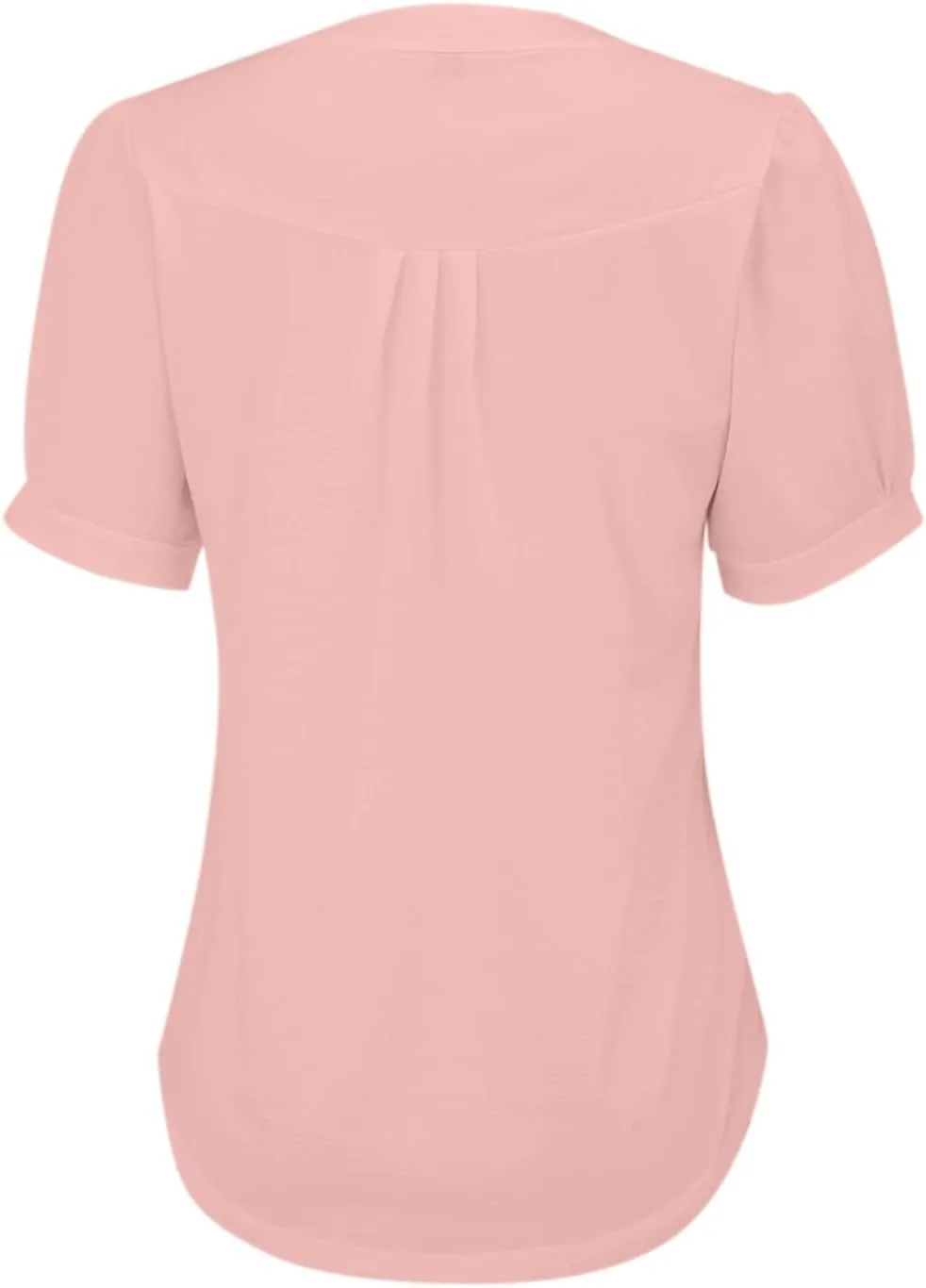 Womens V-Neck Short Sleeve Blouse Lightweight Fabric Slimming Fit Casual Soft Cotton Blend Comfort Stylish Relaxed Top