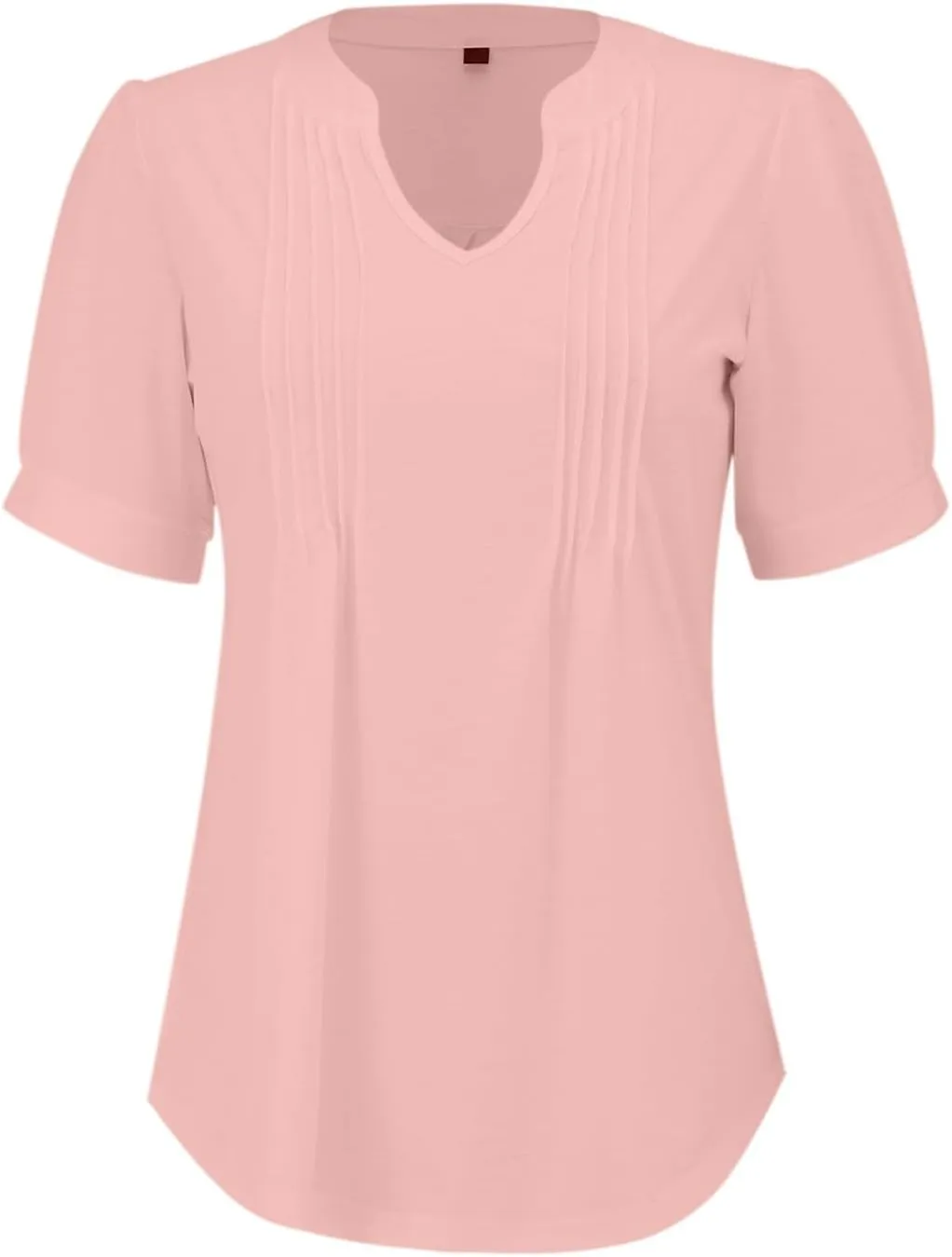 Womens V-Neck Short Sleeve Blouse Lightweight Fabric Slimming Fit Casual Soft Cotton Blend Comfort Stylish Relaxed Top