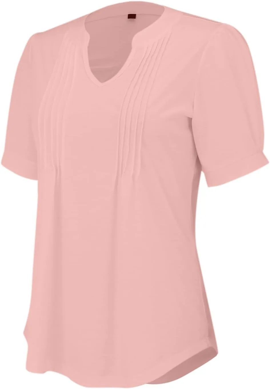 Womens V-Neck Short Sleeve Blouse Lightweight Fabric Slimming Fit Casual Soft Cotton Blend Comfort Stylish Relaxed Top