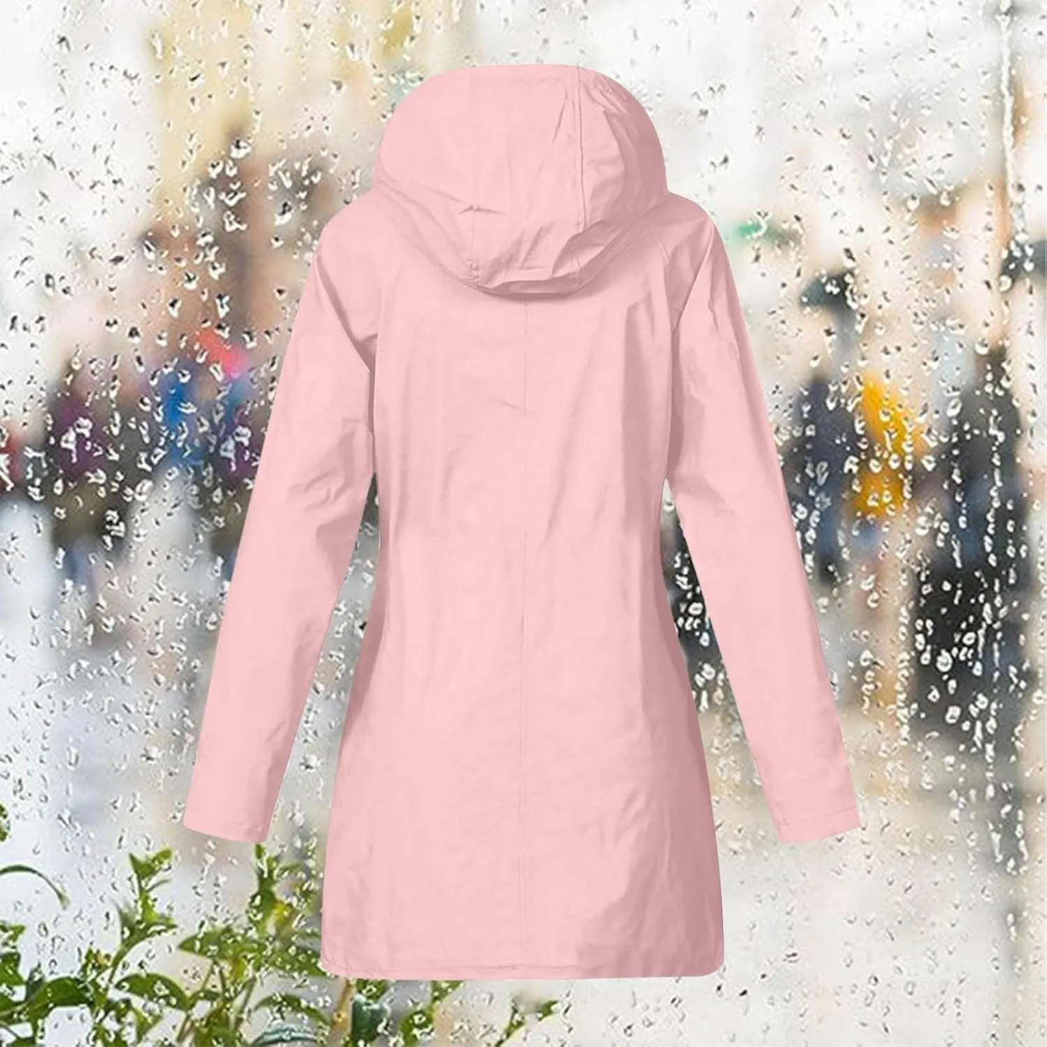 Womens Waterproof Rain Jacket with Hood Lightweight Rain Coats Outdoor Windbreaker Jackets Zip Up Windproof Coats