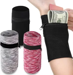 Wrist Wallets for Women - Travel Running Wristlet, Key Pouch, Adjustable Secure Money Armband, 3 Pcs - Red, Grey, Black