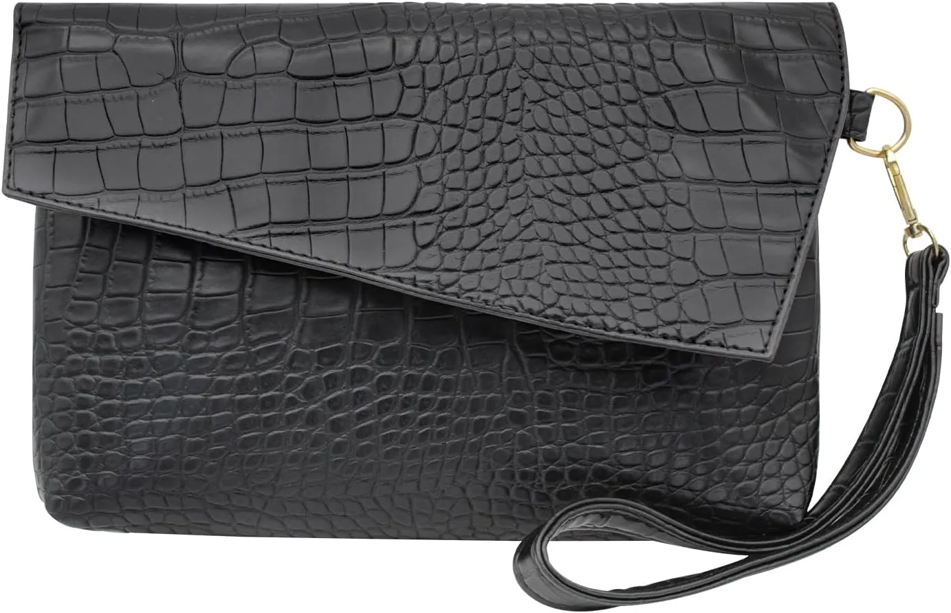 Wristlets Clutch, PU Leather Wristlet Clutch for Women, Stylish Wristlet Evening Purse with Zipper (Black)