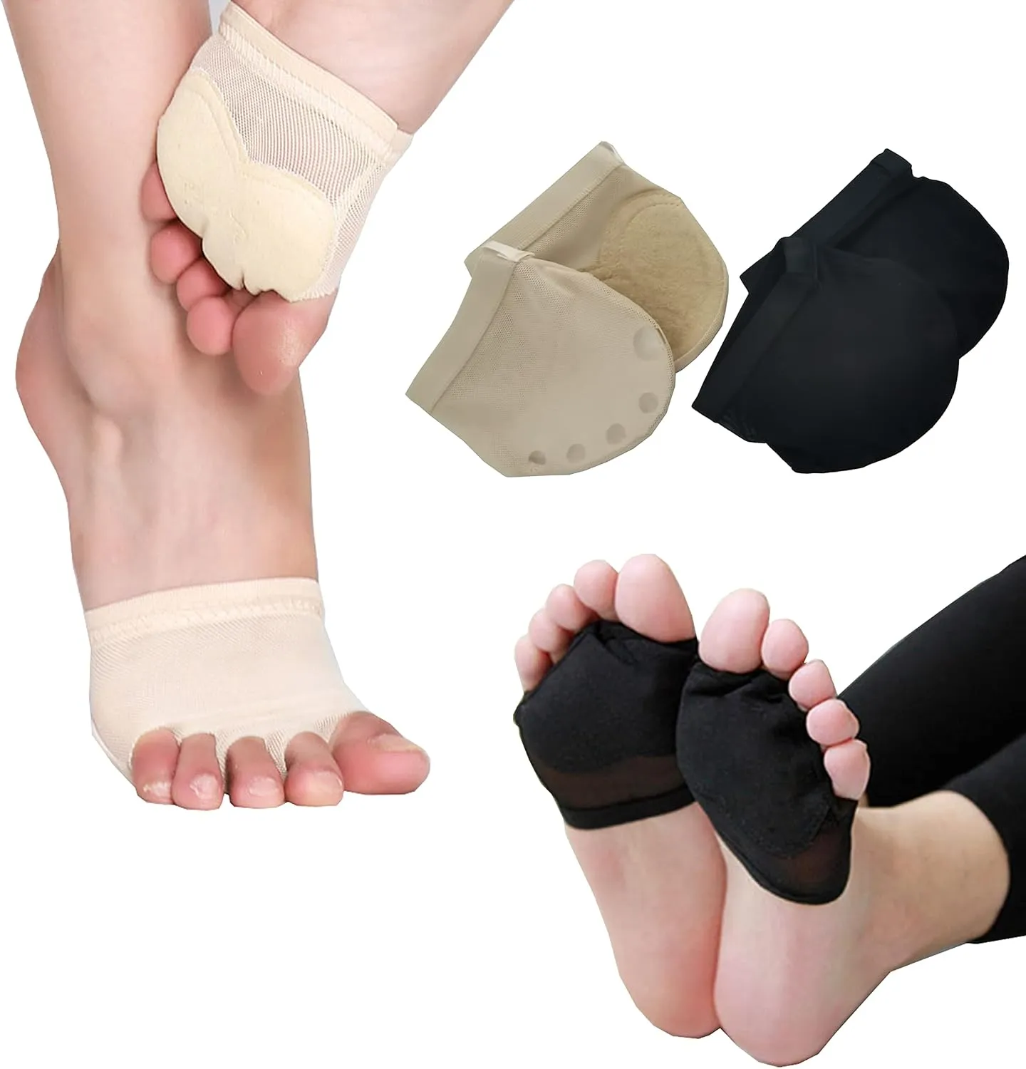 Wuchieal 2 Pairs Half Sole Dance Shoes Ballet Lyrical Dance Paws Pad Foot Thongs Shoes Socks