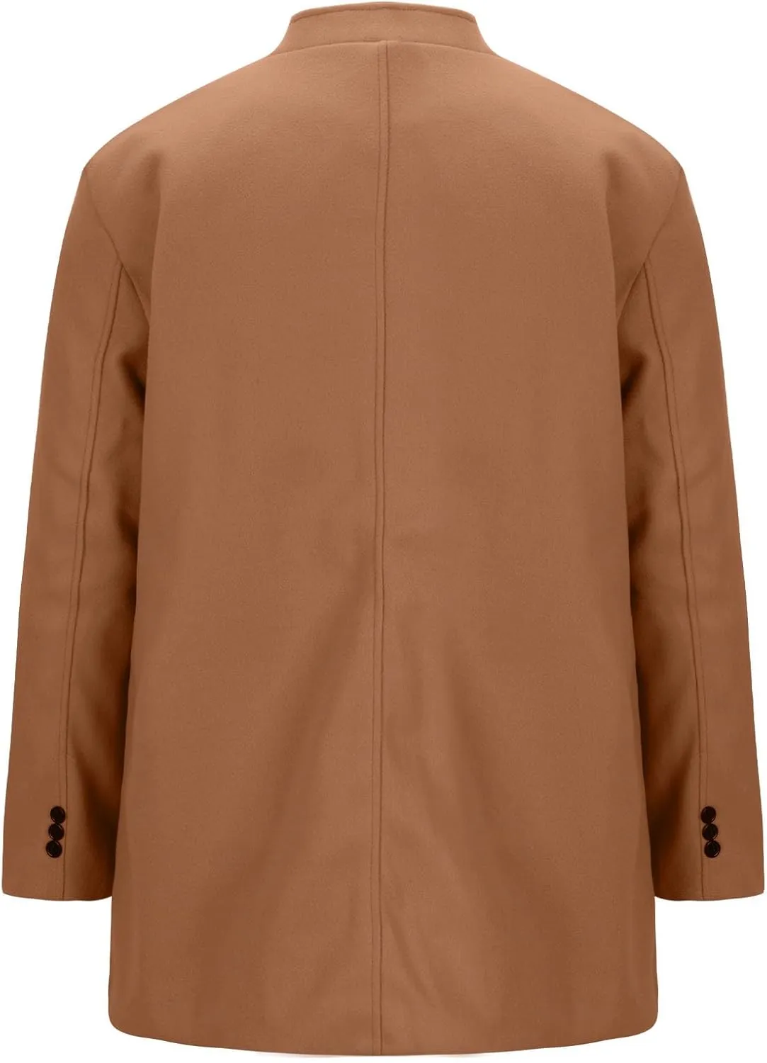 Xiaojmake Men All Weather Top Wool Blend Coat Single Breasted Pea Coat Winter Warm Overcoat Stand Collar Slim Fit Trench Coat