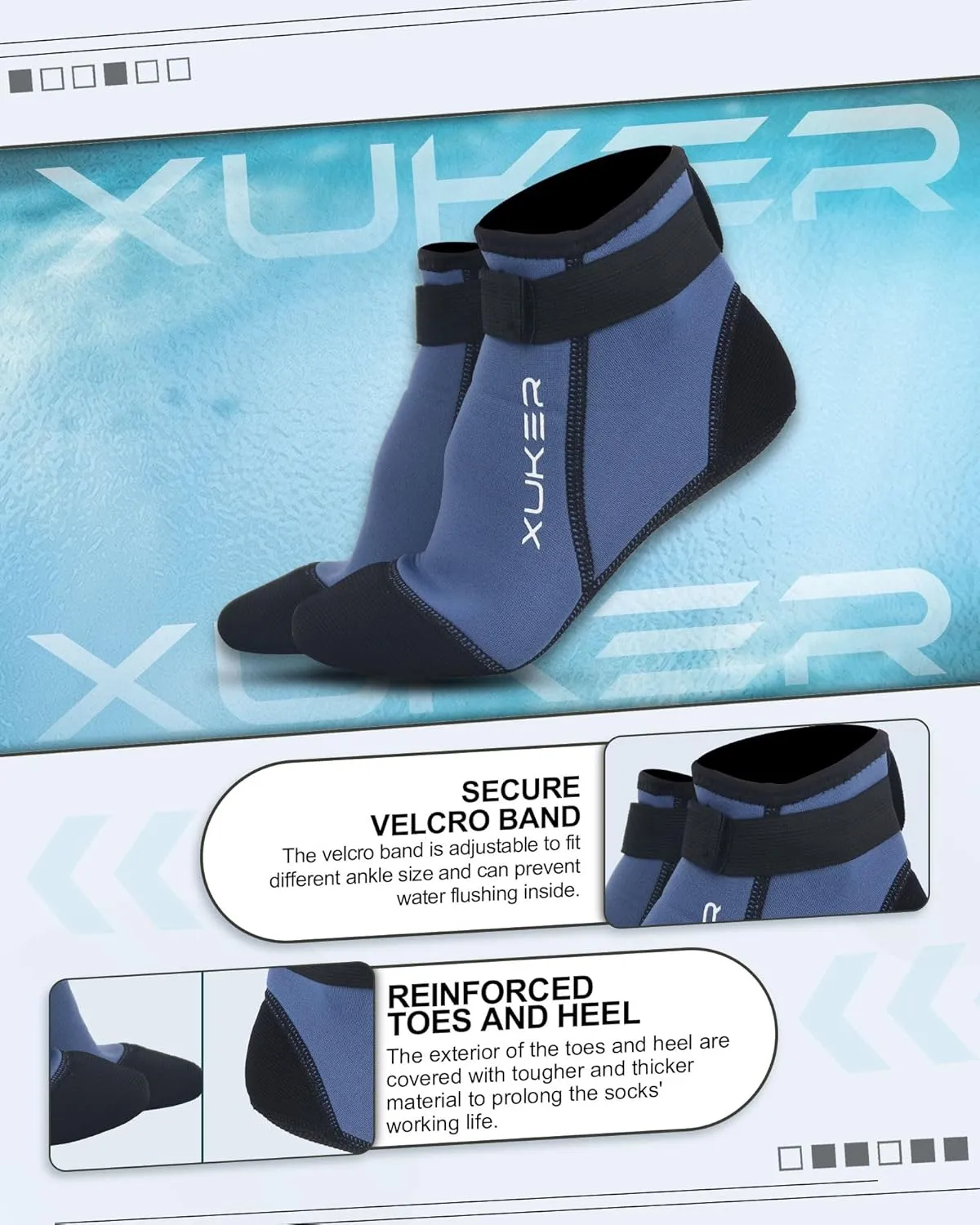 XUKER Neoprene Socks, 3mm Beach Volleyball Sand Soccer Wetsuit Socks Water Booties for Diving Snorkeling Kayaking Paddling