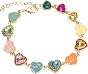 Y2k Colorful Heart Bracelets For Women 14k Gold Plated Preppy Bracelets Cute Aesthetic Rainbow Bracelets Jewelry