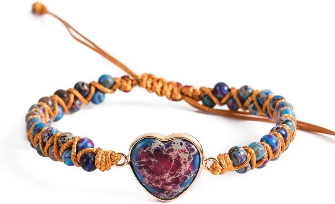 YGLINE Bohemian Natural Stone Jewelry Bohemian Style Jasper Bracelet Gemstone Beads Bracelet Jewelry