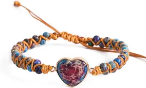 YGLINE Bohemian Natural Stone Jewelry Bohemian Style Jasper Bracelet Gemstone Beads Bracelet Jewelry