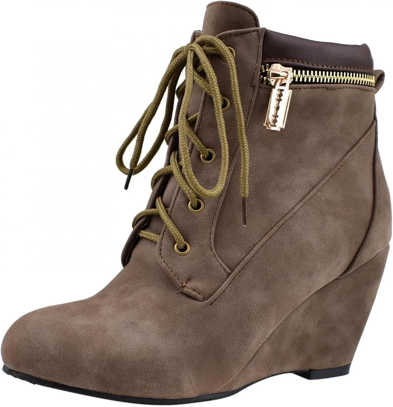 ZBYY Wedge Boots for Women Ankle Booties,Winter Lace up Suede Low Wedges Ankle Boots Comfortable Oxford Shoes Booties