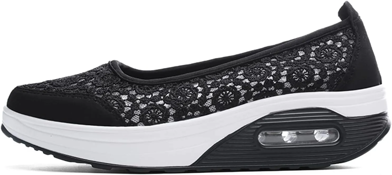 ZBYY Women Sneakers Comfort Slip On Wedges Shoes Breathable Platform Mesh Walking Shoes Nurse Shoes Mary Jane Shoes
