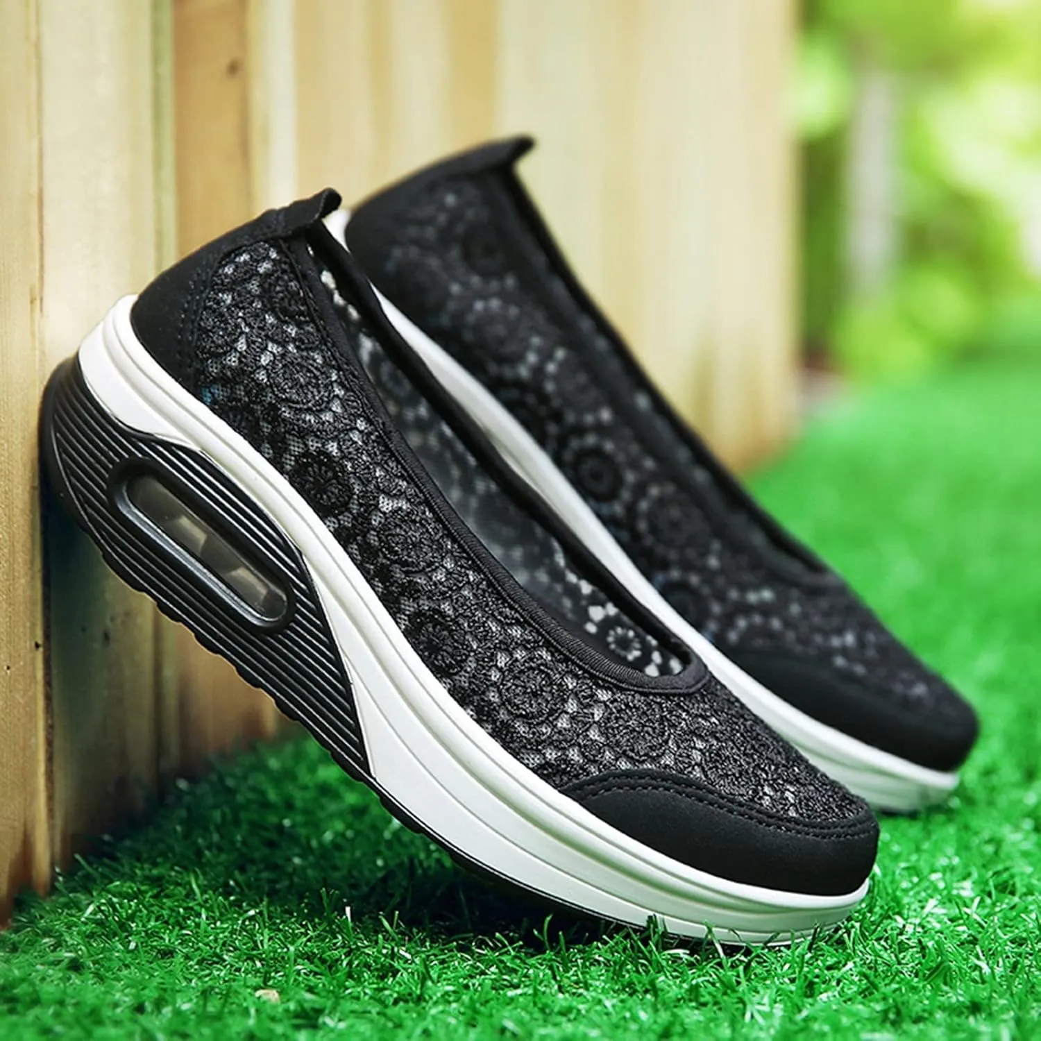 ZBYY Women Sneakers Comfort Slip On Wedges Shoes Breathable Platform Mesh Walking Shoes Nurse Shoes Mary Jane Shoes