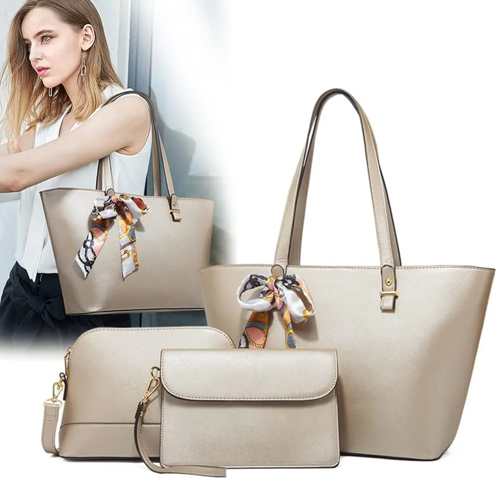 ZiMing Women Handbags Sets Synthetic Leather Tote Shoulder Bags Classic Dome Satchel Bag Wristlets Wallet Zipper Purses 3-Pcs