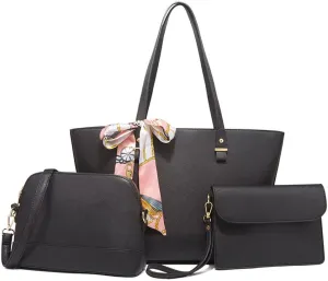 ZiMing Women Handbags Sets Synthetic Leather Tote Shoulder Bags Classic Dome Satchel Bag Wristlets Wallet Zipper Purses 3-Pcs