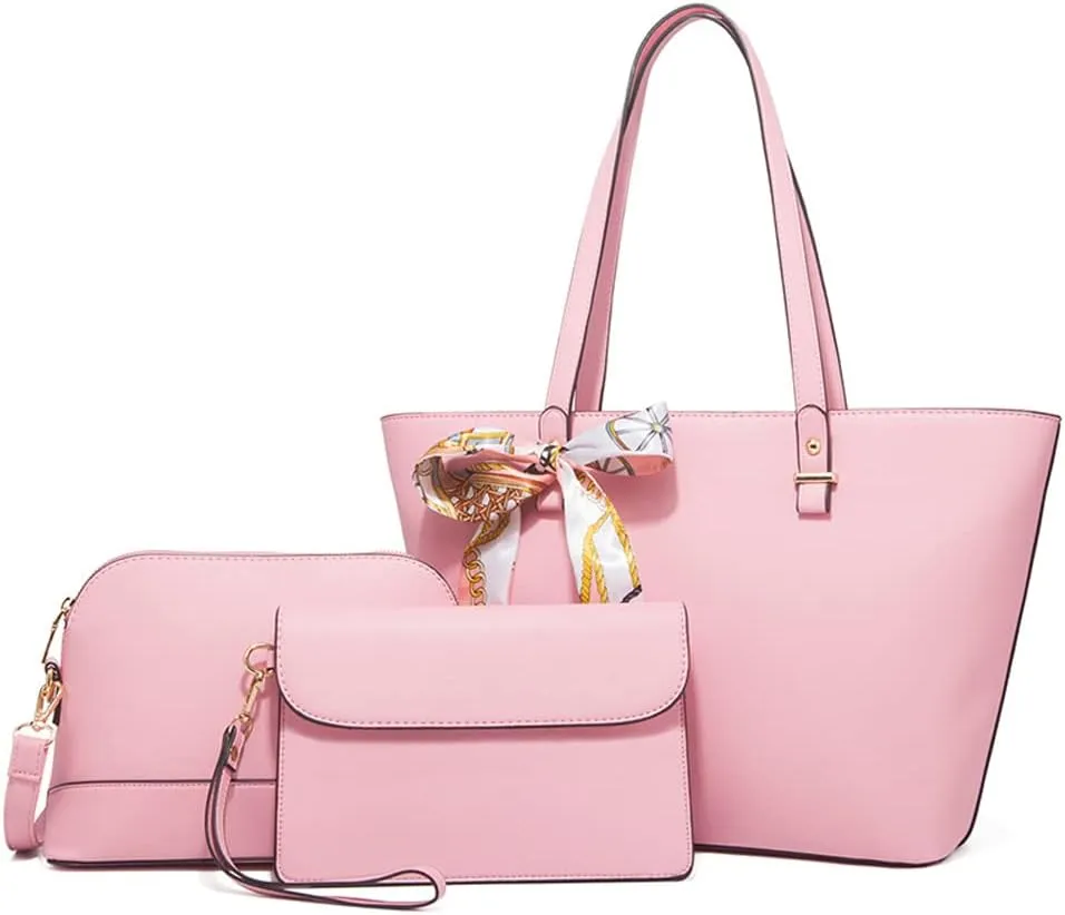 ZiMing Women Handbags Sets Synthetic Leather Tote Shoulder Bags Classic Dome Satchel Bag Wristlets Wallet Zipper Purses 3-Pcs